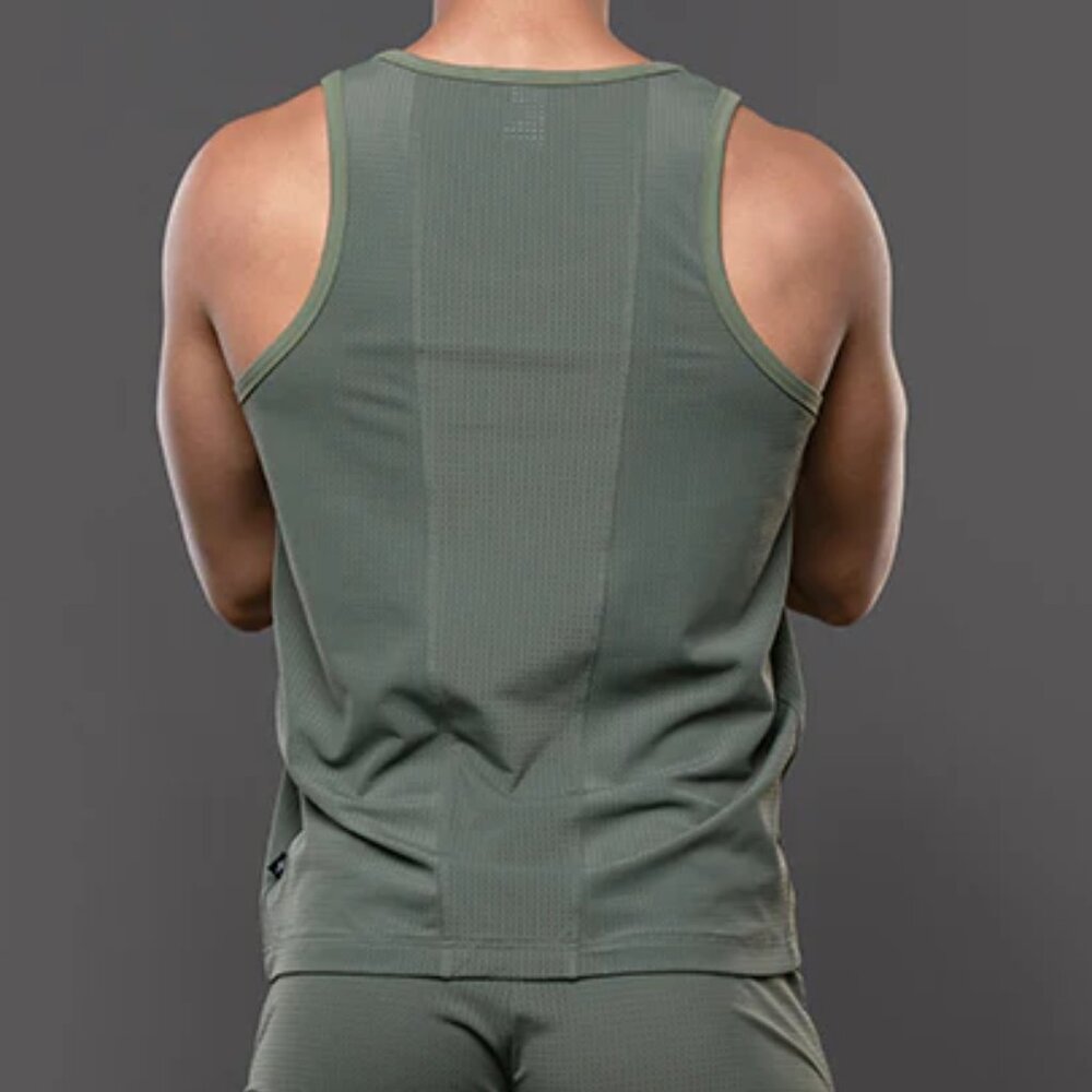 BUNDLE of Two Andrew Christian Breeze Mesh Gym Tank - Olive - Picture 3 of 3